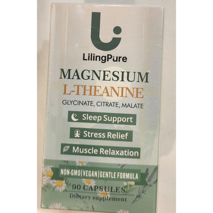 LilingPure Magnesium L‑Theanine – Glycinate/Citrate/Malate – 90 Caps – NEW