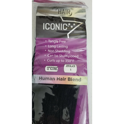 Lot of 4, My Hair Extensions, Iconic- Human Hair Blend. 12" Iconic - Jer Black 1