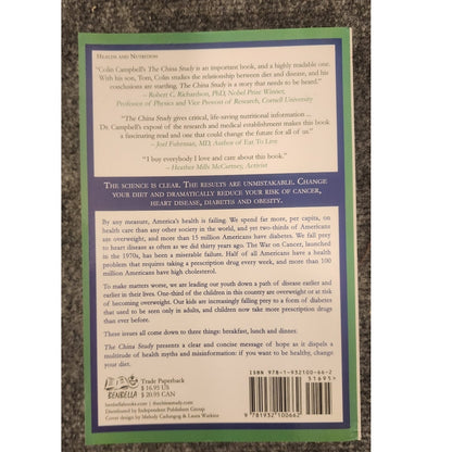 The China Study T Colin Campbell Paperback Book 9781932100662 Health Nutrition