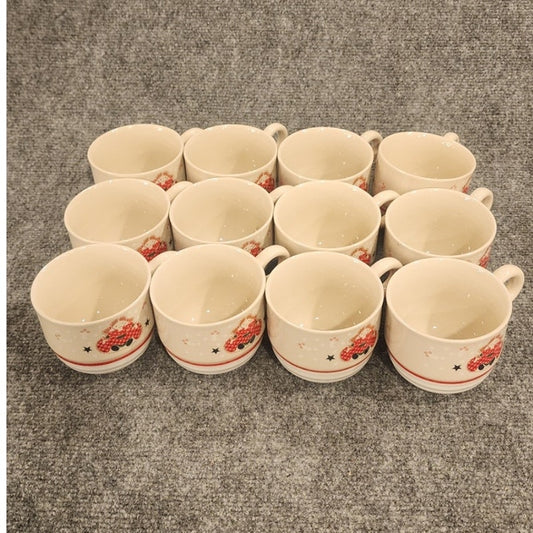 Set of 12 Vintage Epoch Holiday Joy 8200 Christmas Coffee Mugs Cups