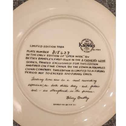 Vintage 1984 Edwin M Knowles Open Wide Collector Plate High Chair Father