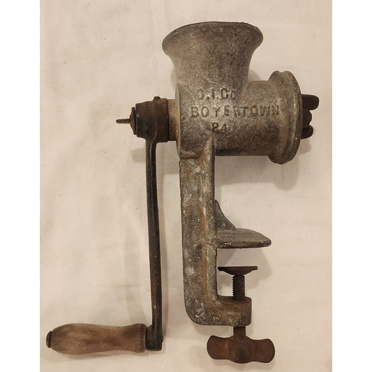 Vintage Keystone No 20 Cast Iron Meat Grinder Hand Crank Table Clamp USA Made