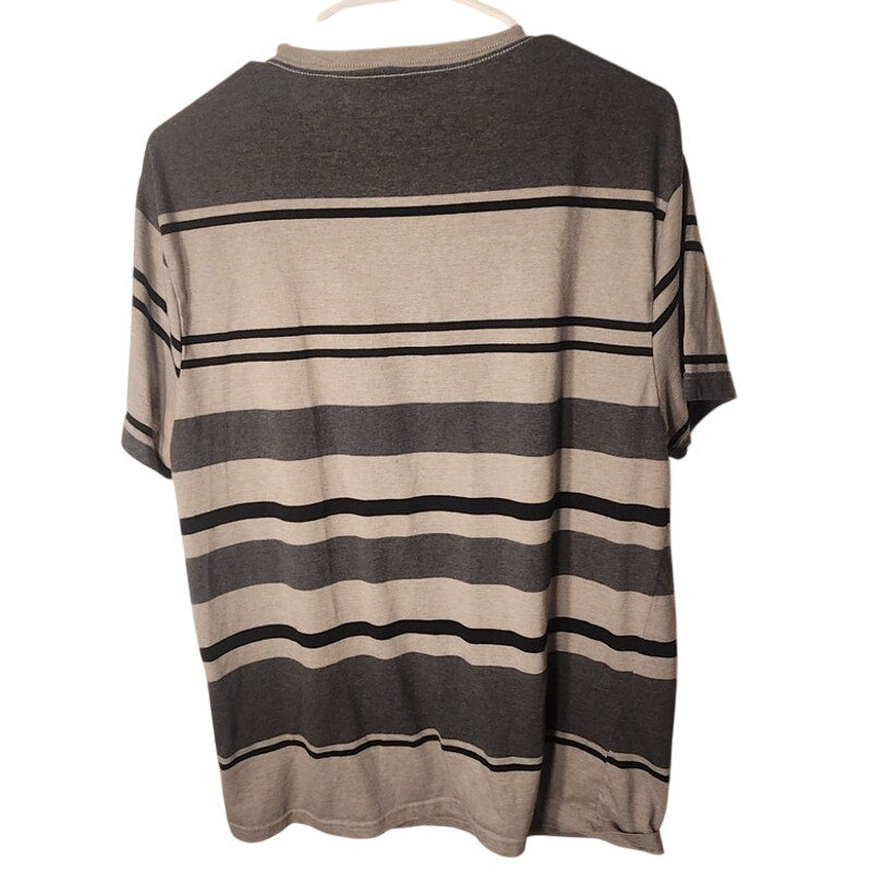 Carbon Mens Short Sleeve T Shirt Size XL Gray Striped Crew Neck Tee RN 70829