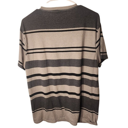 Carbon Mens Short Sleeve T Shirt Size XL Gray Striped Crew Neck Tee RN 70829