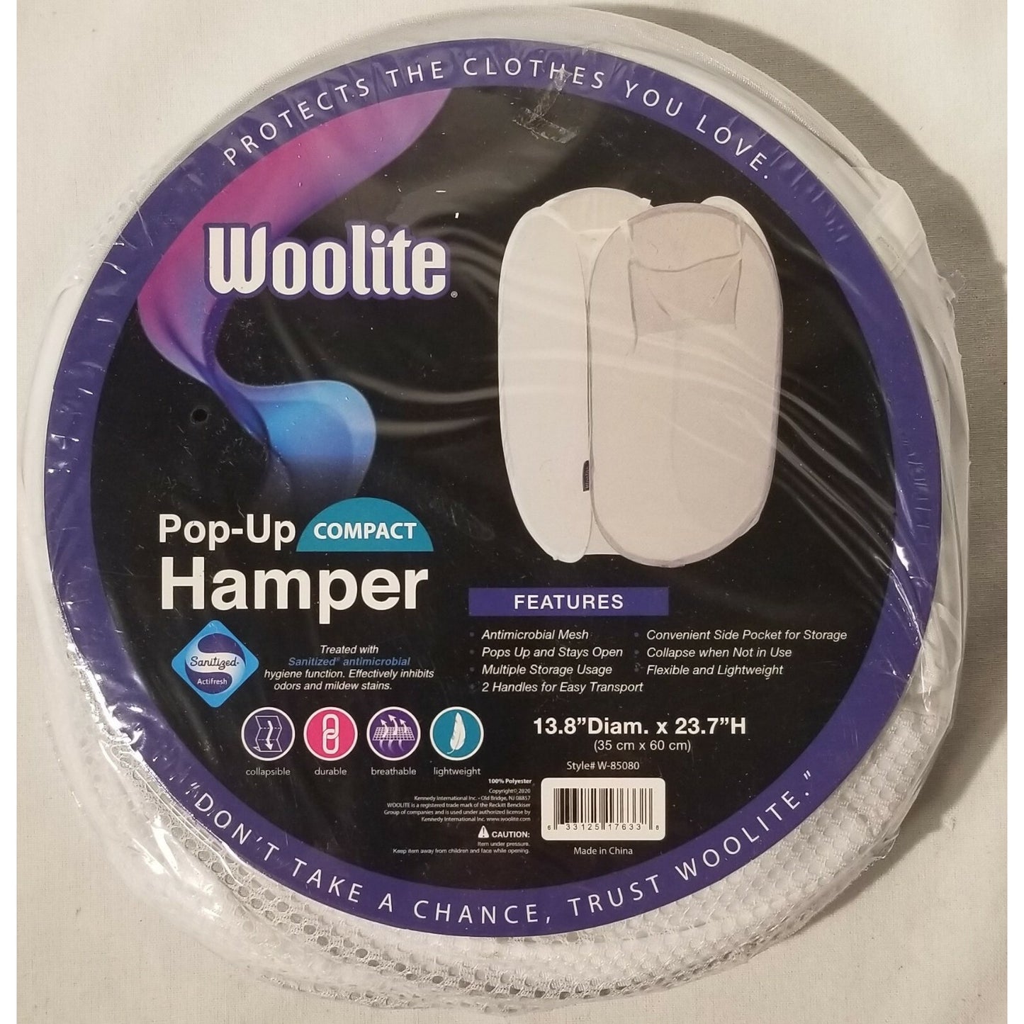 Woolite Pop-Up Compact Laundry Hamper - Great for Dorms, etc.