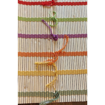 Set of 2 - Bamboo Placemats - Rollup Mats - 19 X 13 inch. Color threads. New