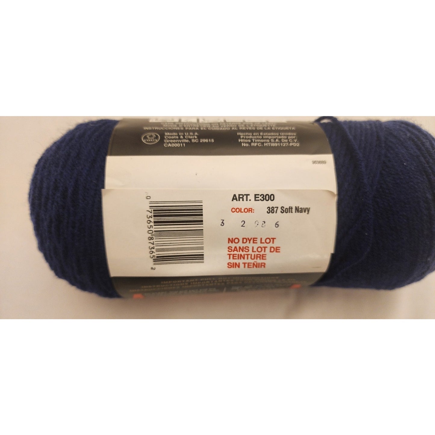 Red Heart - Super Saver Yarn - 387 Soft Navy - 100% Acrylic - No Dye Lot
