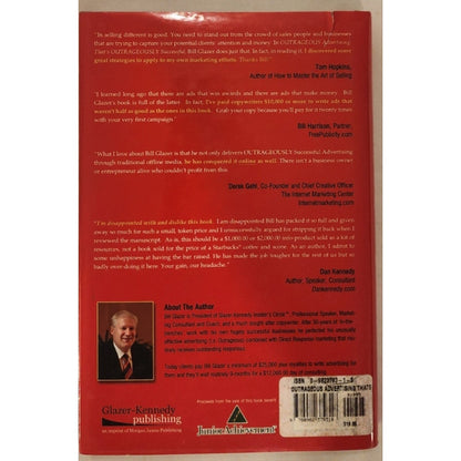 SIGNED Bill Glazer Outrageous Advertising Successful Dan Kennedy First Edition