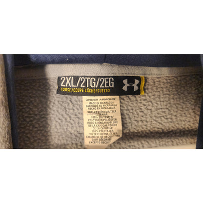 Under Armour Mens Pullover Hoodie Sweatshirt Gray Fleece Size 2XL