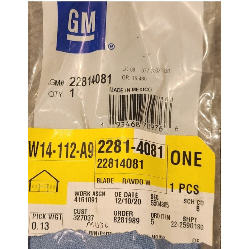 GM Genuine Parts 22814081 Rear Window Wiper Blade Assembly 11.9" GMC Acadia OEM