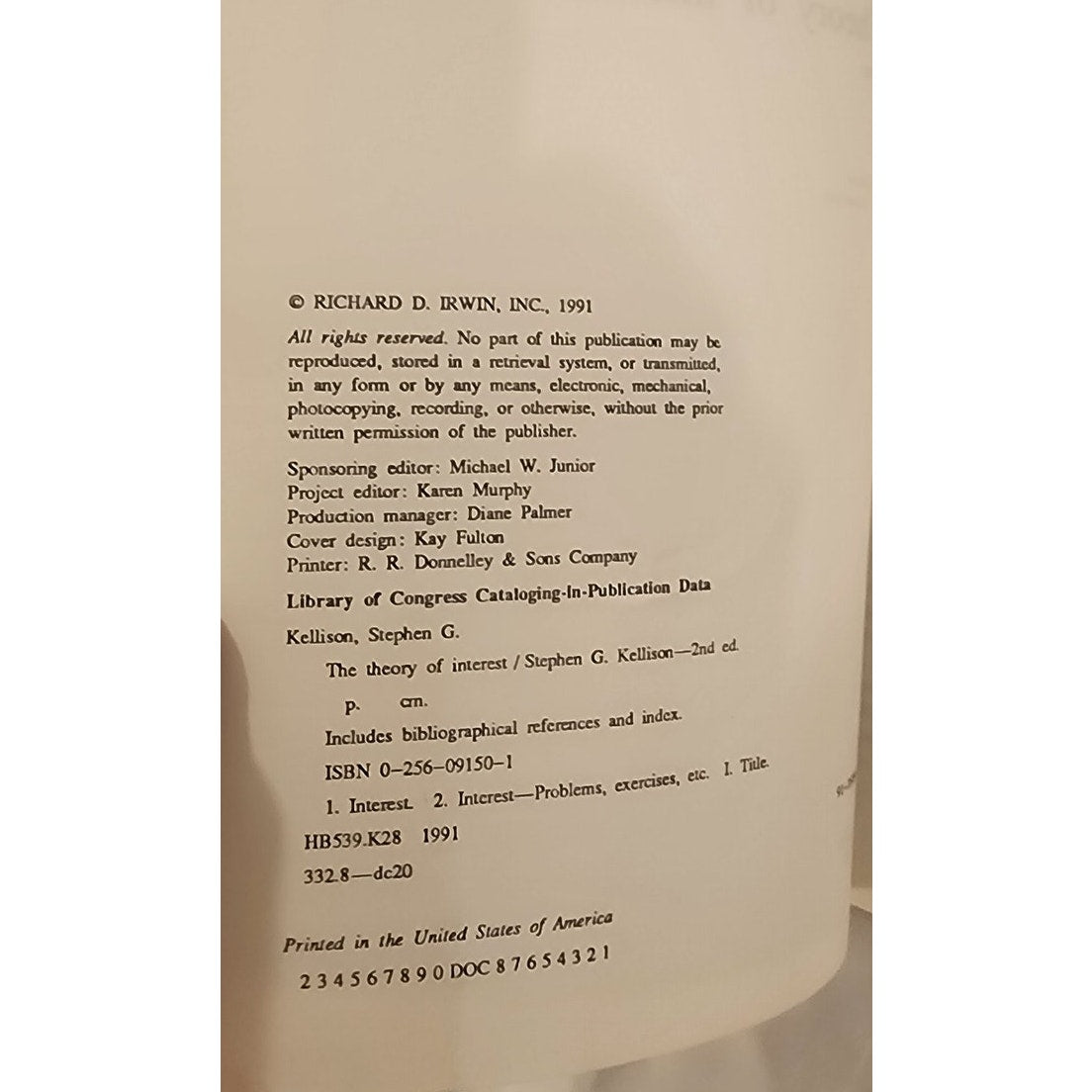 The Theory of Interest 2nd Ed by Kellison Finance Textbook