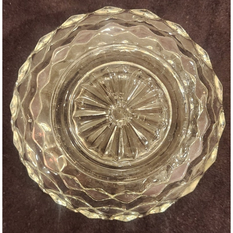 Homco USA Crystal Bowl – 5¼" Scalloped Rim Hex Pattern – Vintage Pressed Glass