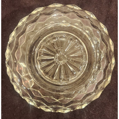 Homco USA Crystal Bowl – 5¼" Scalloped Rim Hex Pattern – Vintage Pressed Glass
