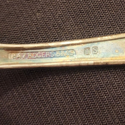 Vintage Wm Rogers Silverplate Baby Spoon and Fork Set Small 4.25 In 847 DS TS