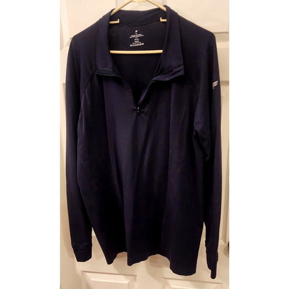 Fila Mens XXL 1/4 Zip Pullover Long Sleeve Navy Blue Textured Performance