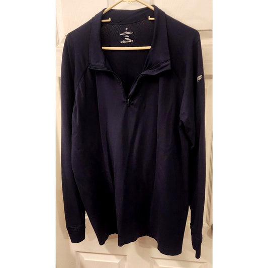 Fila Mens XXL 1/4 Zip Pullover Long Sleeve Navy Blue Textured Performance