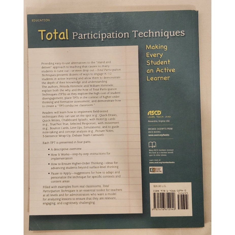 otal Participation Techniques Making Every Student Active Learner Himmele ASCD