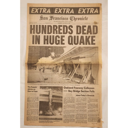 OCT. 18, 1989 - SAN FRANCISCO Chronicle - "EXTRA" - Hundreds Dead in Huge Quake