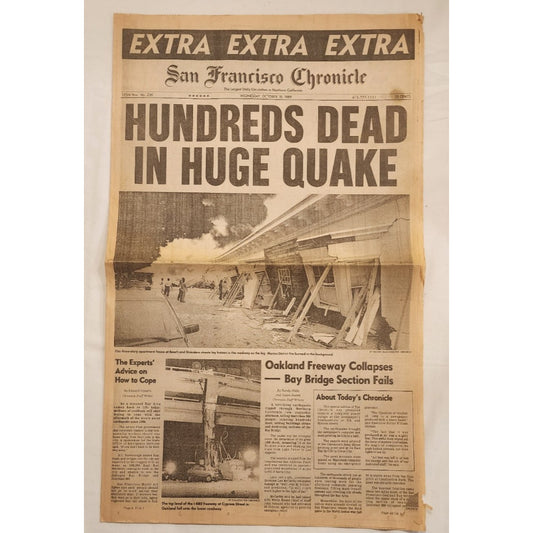 OCT. 18, 1989 - SAN FRANCISCO Chronicle - "EXTRA" - Hundreds Dead in Huge Quake