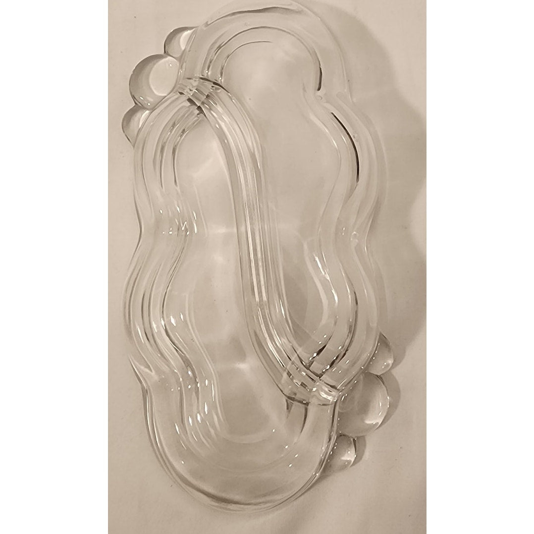 Vintage Bubble Glass Divided Dish – Two‑Section Relish/Serving Dish – Clear