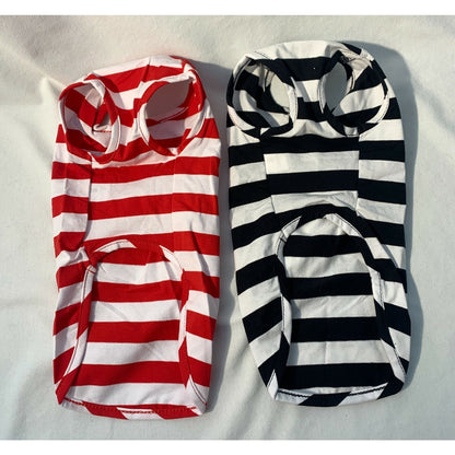 KAMA BRIDAL - Striped Dog/Cat shirt - 2 Pcs - Red and Black Striped - Size Small