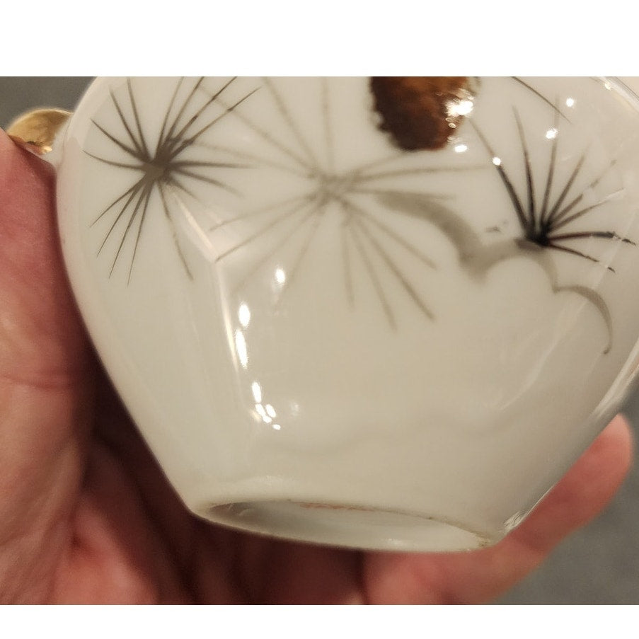 Vintage Japanese Pinecone Tea Set – Service for 4 + Cream & Sugar – Gold Trim