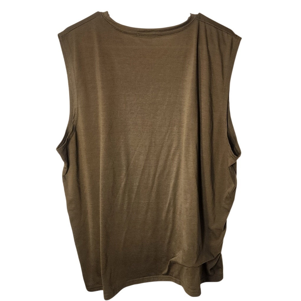 Coofandy Mens Sleeveless T Shirt Tank Top Khaki Green Gym Activewear Size XXL