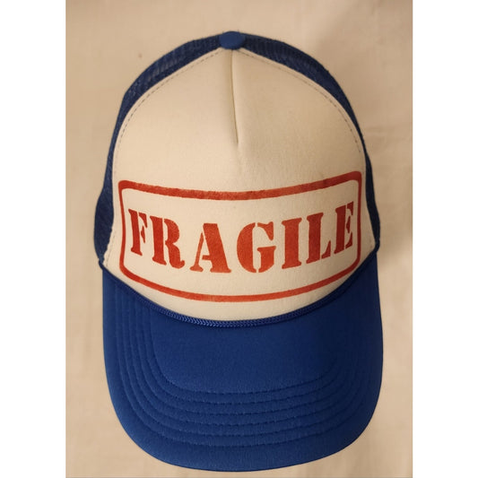 FRAGILE Trucker Hat Blue White Adjustable Mesh Cap NWOT