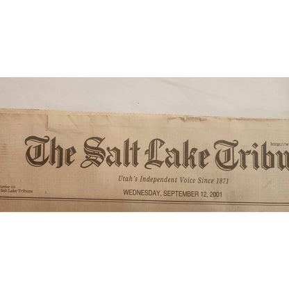 9/11 newspaper - Salt Lake Tribune 9/12/2001 - and 10/11/2001 1 month after