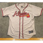 Atlanta Braves Majestic Baseball Jersey Gray Red Sewn Logo MLB Mens Large