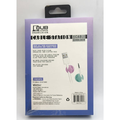 9 Pack of Cable Station Desk Cable Holders - QUB Works, White