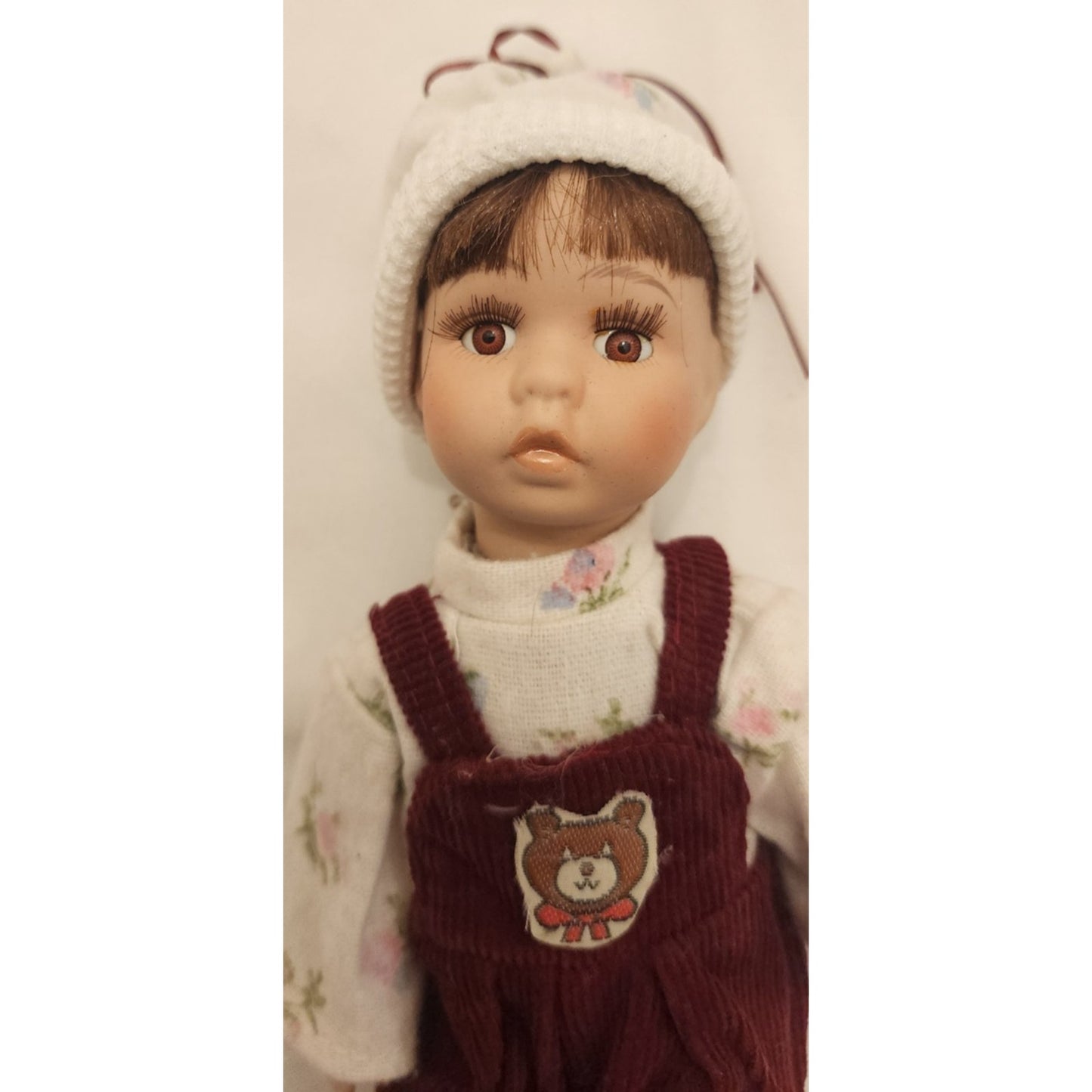 Vintage porcelain doll - 8.5" Inches Tall - Soft Body, Cute Outfit