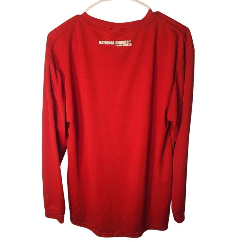 National Guard Mens Long Sleeve T Shirt Size Large Red Military Graphic Tee