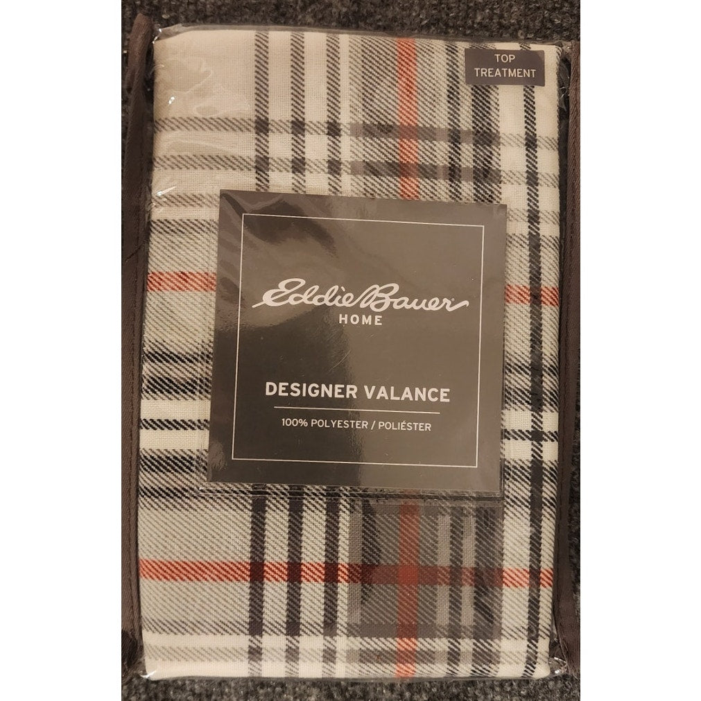 Eddie Bauer Designer Valance Window Treatment Plaid 50 x 20 100% Polyester NIP