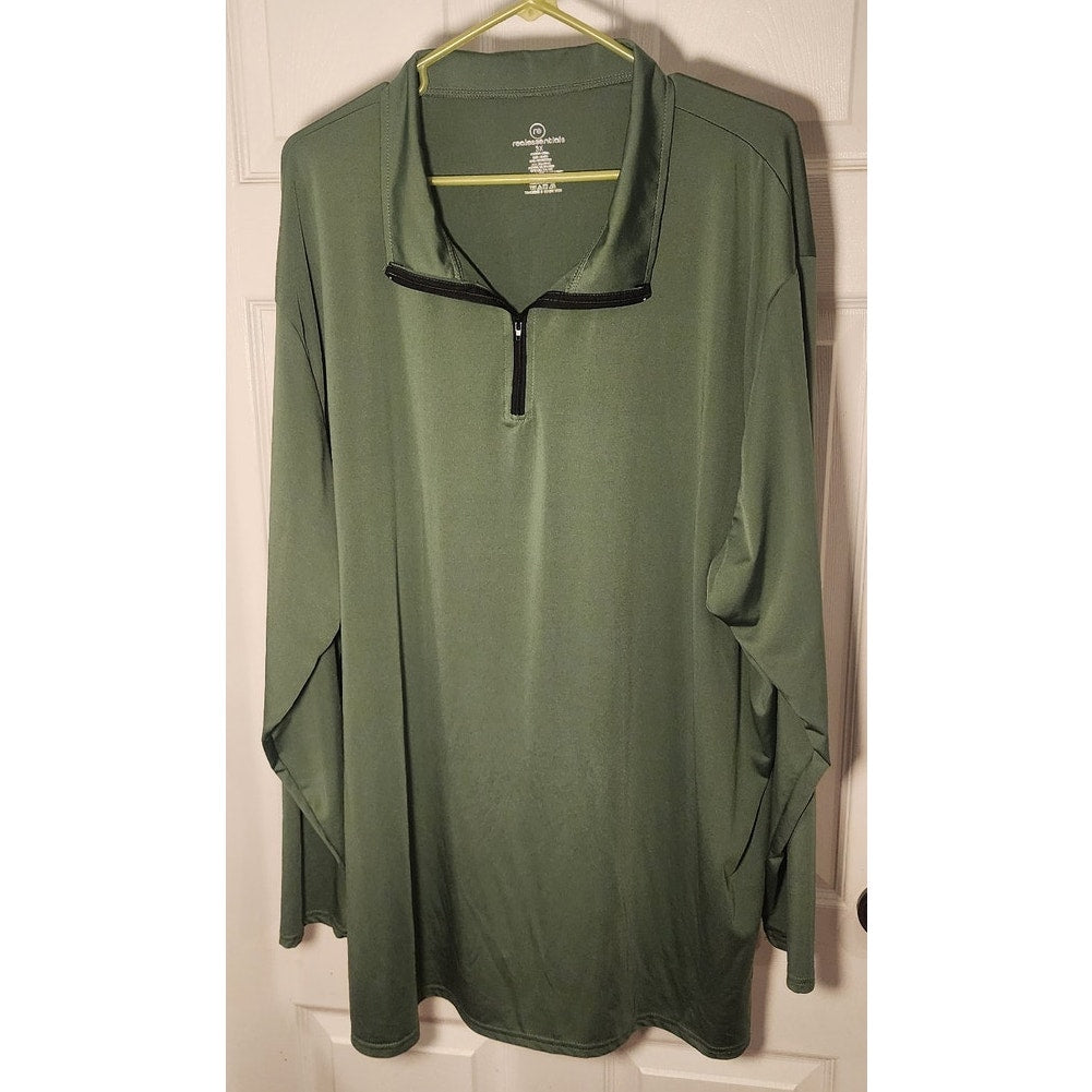 Real Essentials Mens 3XL 1/4 Zip Pullover Jacket Long Sleeve Active Top Green