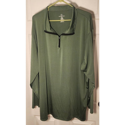 Real Essentials Mens 3XL 1/4 Zip Pullover Jacket Long Sleeve Active Top Green
